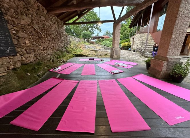 Camino Yoga Escape Morning yoga outdoors on the Camino de Santiago, Galicia, Spain